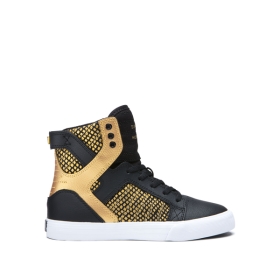 Dětské Kotníkové Boty Supra SKYTOP Černé/Zlaté/Černé/Bílé | CZ-21822